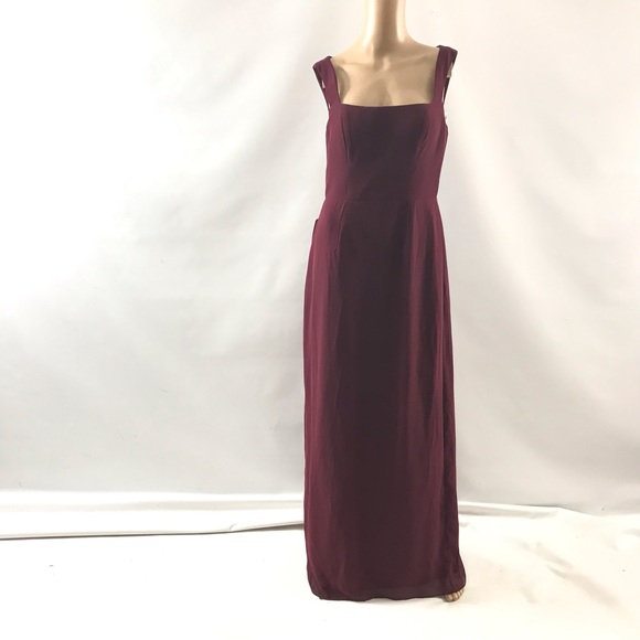Azazie Women's Flori Maxi Bridesmaid Dress Burgundy Red Size 6 Solid Wedding New - Picture 1 of 9